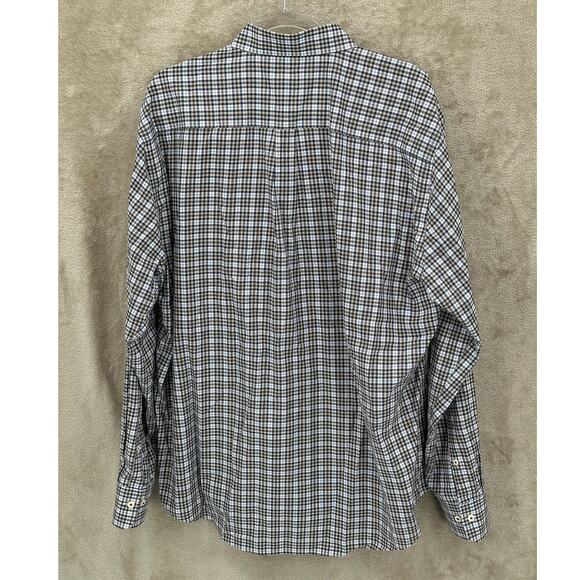Peter Millar Shirt Mens XL Brown Navy Plaid Button Up Long Sleeves Casual Preppy - Picture 3 of 8
